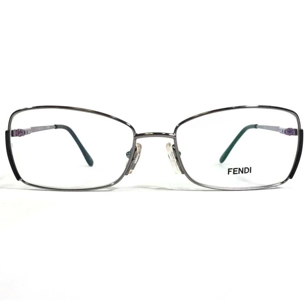 Fendi Eyeglasses Frames F959 730 Shiny NIckel Dark Silver Cat Eye 54-16-135